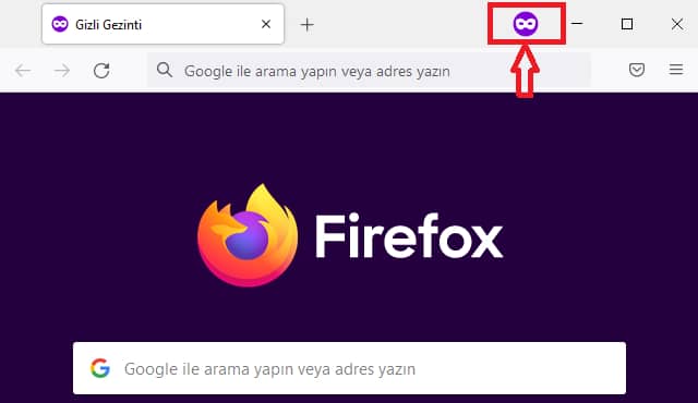 Mozilla Firefox gizli gezinti penceresi